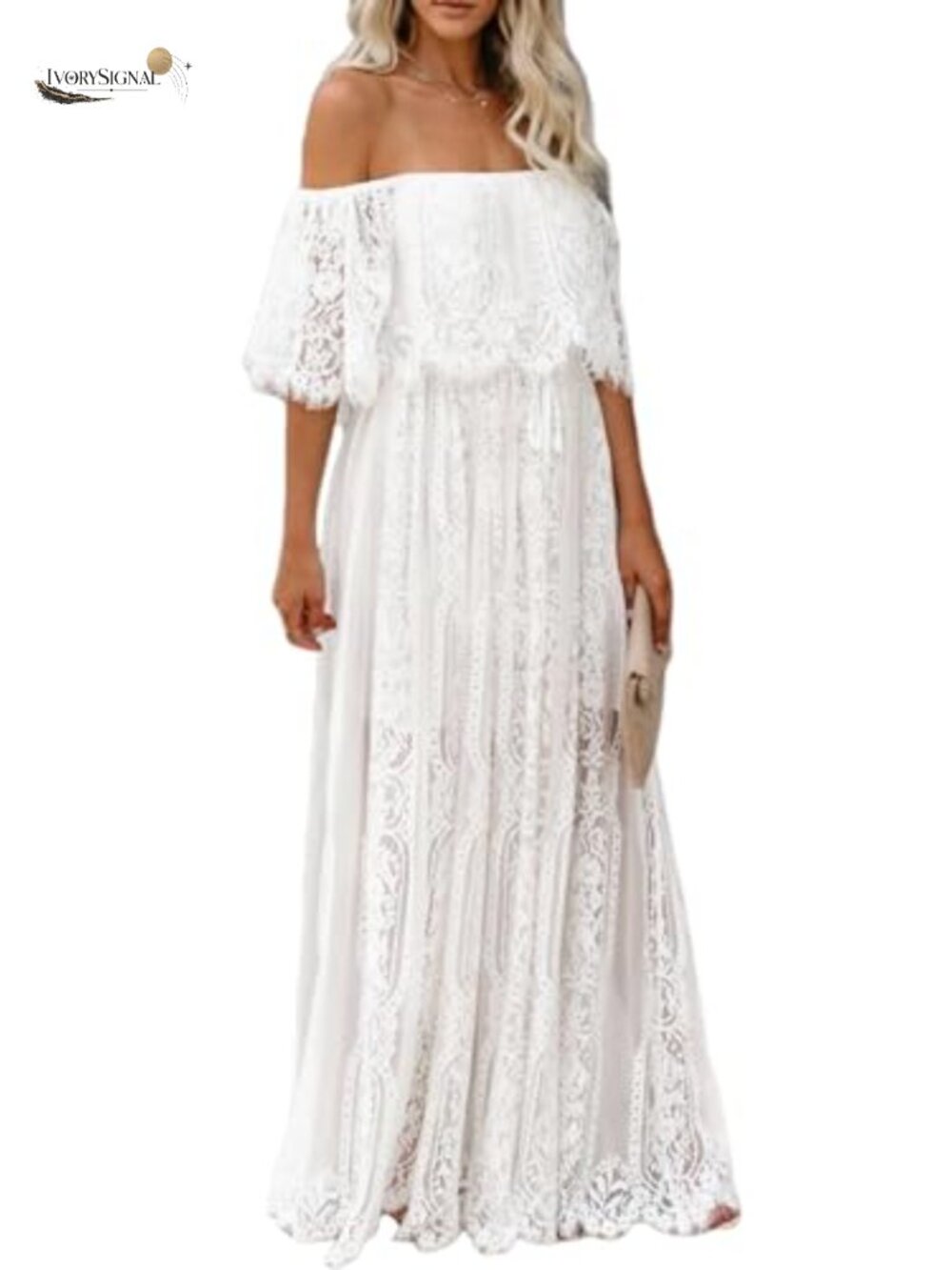 Off Shoulder Lace Maxi Dress Maternity Photoshoot Wedding Guest